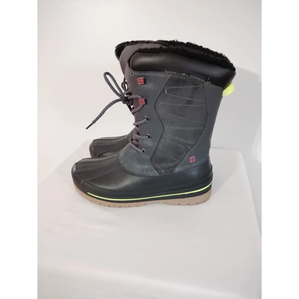Swiss Tech Snow Winter Duck Boots Thinsulate Fleece Black Gray Memory Foam Boy 5